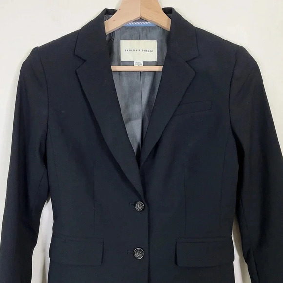 BANANA REPUBLIC | WOOL  BLEND BLACK BLAZER - Picture 3 of 15